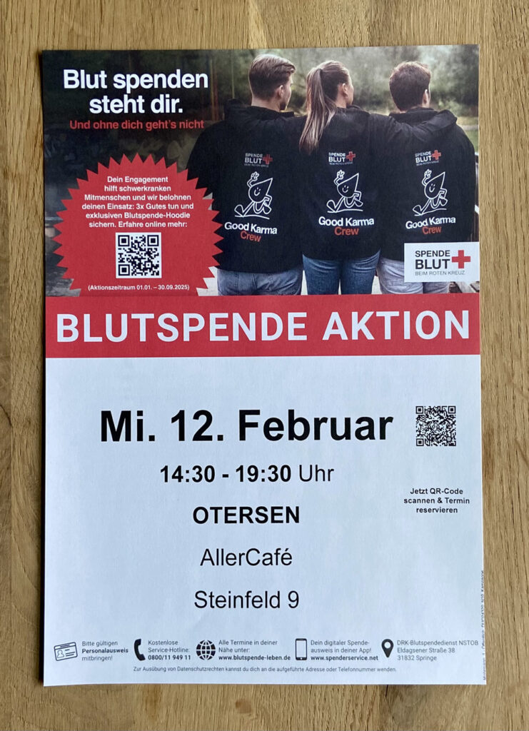 Blutspende 2025 @ AllerCafé Otersen